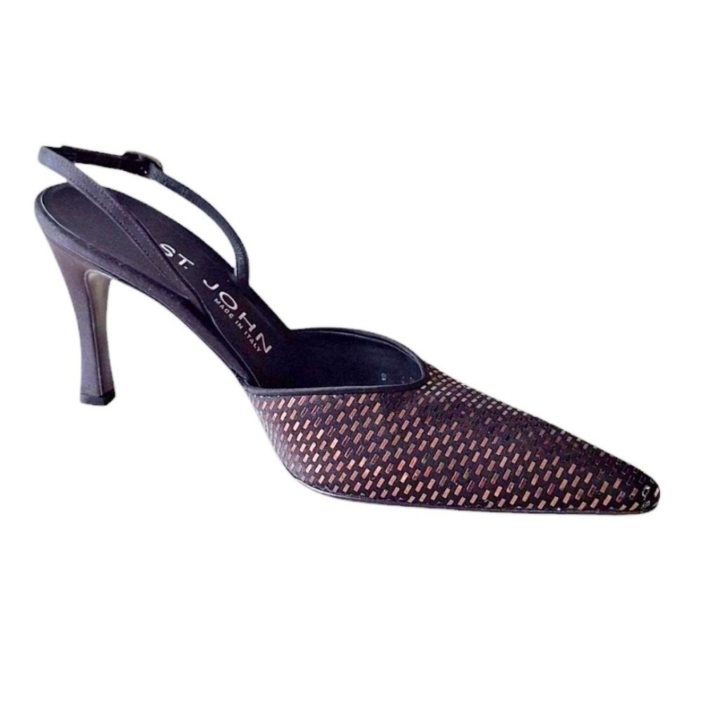 ST John Sparkling Copper and Black  Slingback Heels Luxury Occasion Evening 6.5